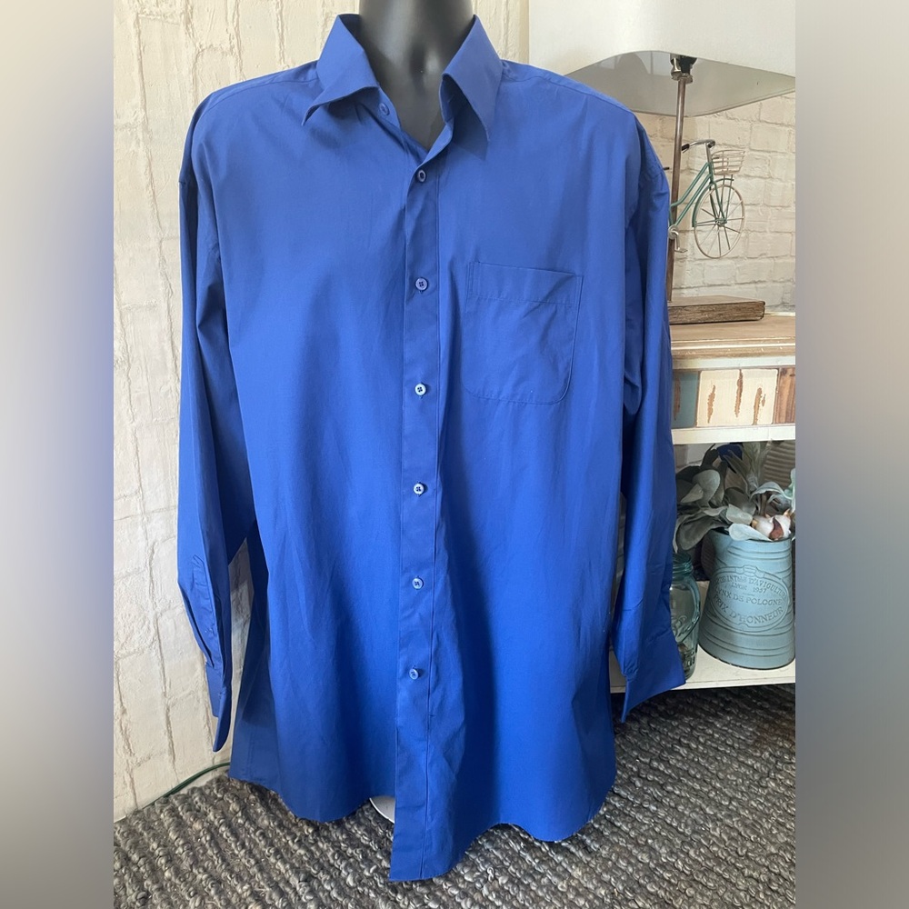 St Cado Collection Men's Long Sleeve Button Up Shirt  Big & Tall 17 36/37